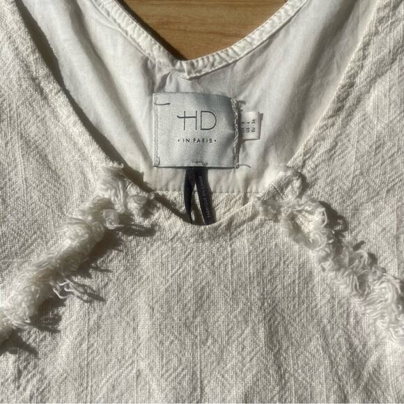 |Anthropologie| HD in Paris Cream & Mustard Asymmetrical Linen/Cotton Blend Top - Picture 3 of 8